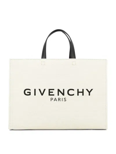 Givenchy Beige Contrast G-print Shoulder Tote For Women