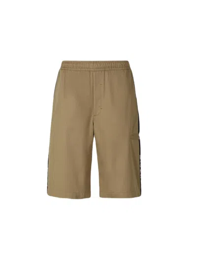 Givenchy Beige Cotton Trackpant Shorts With Logo Bands For Men