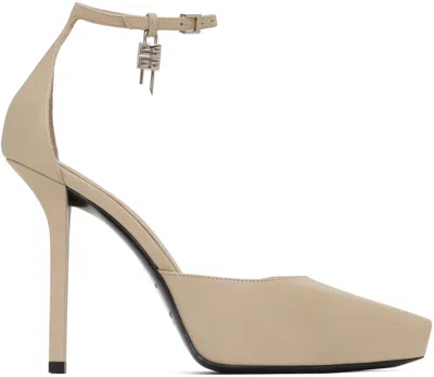 Givenchy Beige G Lock Platform Heels In 257 Natural Beige