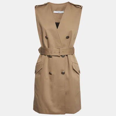 Pre-owned Givenchy Beige Gabardine Double Breasted Mini Dress M In Sand