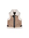 GIVENCHY BEIGE GILET WITH 4G PRINT AND FAUX SHEARLING PROFILES