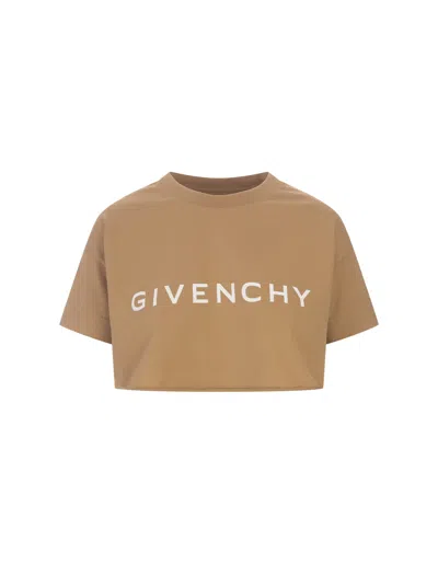 Givenchy Beige  Crop T-shirt In Brown