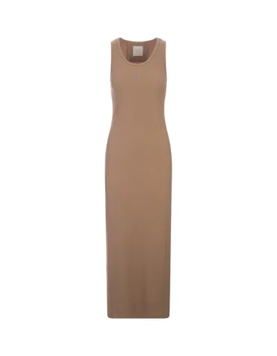 Givenchy Beige Knitted Long Tank Top Dress In Brown