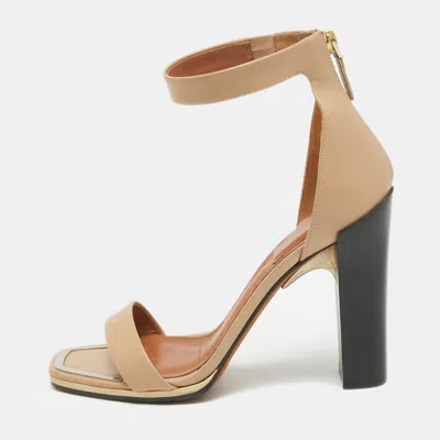 Pre-owned Givenchy Beige Leather Ankle Strap Sandals Size 37
