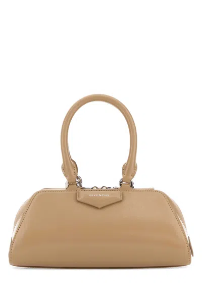 Givenchy Beige Leather Mini Antigona East-west Handbag In Sand