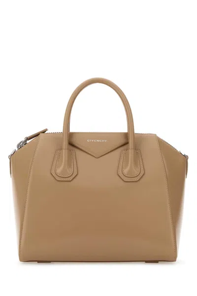 Givenchy Beige Leather Small Antigona Handbag In Sand