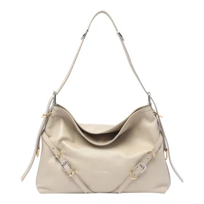 Givenchy Beige Leather Voyou Medium Shoulder Bag In Sand