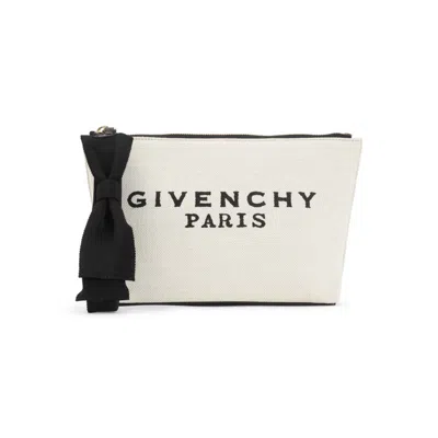 Givenchy Beige Logo Clutch In Multi