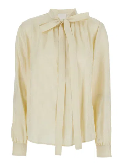 Givenchy Beige Pussy Bow Blouse In Blend Silk Woman In Neutral