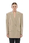Givenchy Beige Solid Peaked Lapel Blazer In Brown