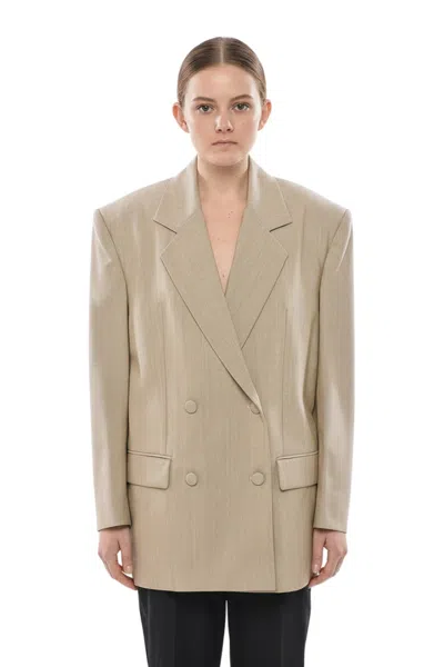 Givenchy Beige Solid Peaked Lapel Blazer In Brown