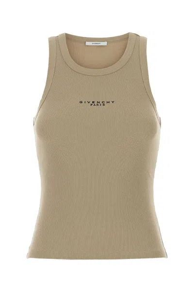 Givenchy Beige Stretch Cotton Tank Top In Brown