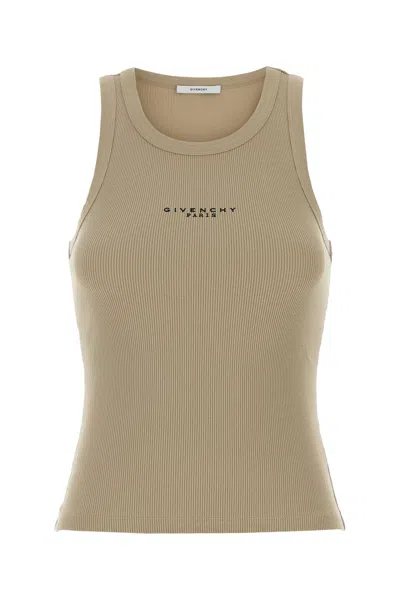 Givenchy Women Beige Stretch Cotton Tank Top In Brown