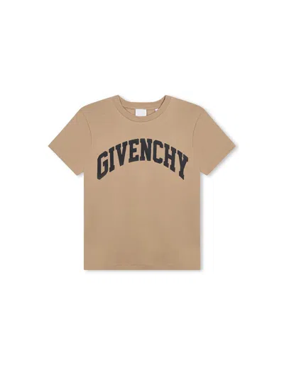 Givenchy Kids' T-shirt Aus Bio-baumwolle Mit Logo-print In Beige