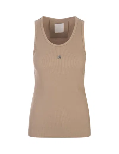 Givenchy Beige Top With Logo Plaque In Brown