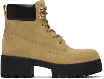 Givenchy Chunky Heel Suede Ankle Boots In Beige