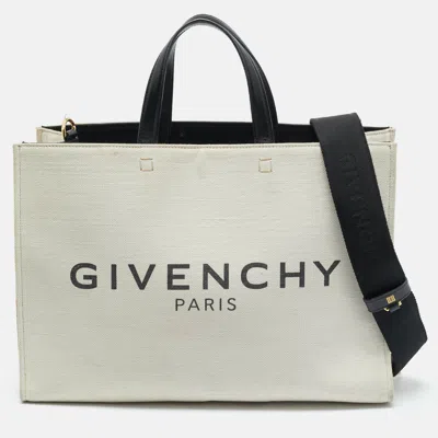 Pre-owned Givenchy Beige/black Canvas Medium G Tote
