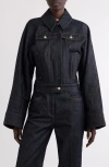 Givenchy Logo-embroidered Denim Jacket In Dark Blue