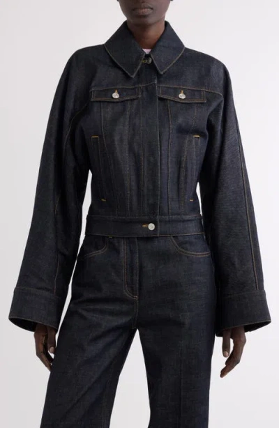 Givenchy Bell Sleeve Denim Jacket In Blue
