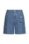 Givenchy Denim Bermuda Shorts With Pockets And Loops In Blue