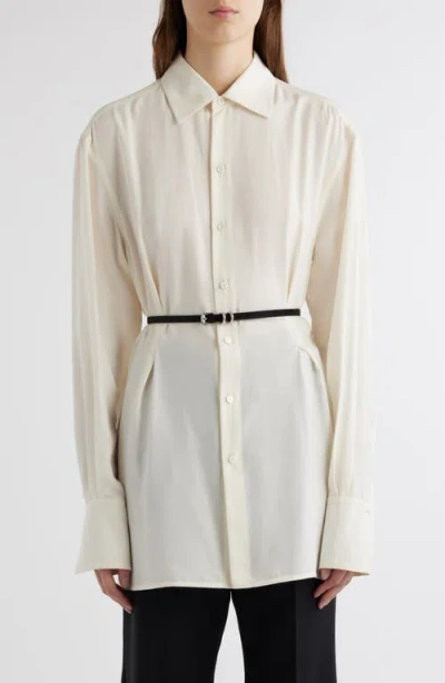 Givenchy Belted Button-up Silk Tunic In Ecru