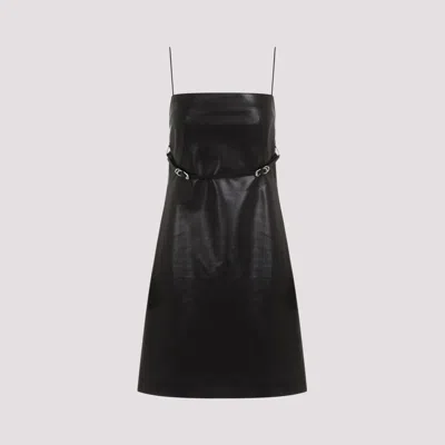 Givenchy Belted Leather Mini Dress In Black