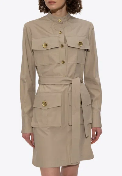 Givenchy Taupe Safari Dress In Poplin In Beige