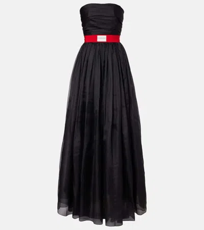 Givenchy Belted Silk Organza Bustier Gown In Black