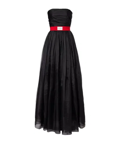 Givenchy Belted Silk Organza Bustier Gown In Black