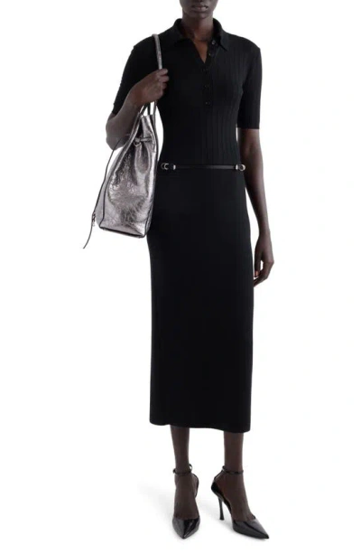 Givenchy Belted Wool Polo Midi Dress In Black