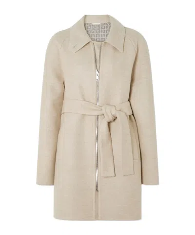 Givenchy Belted Wool, Silk And Cashmere-blend Coat In Neutral