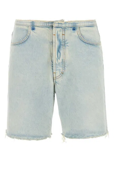 Givenchy Frayed Hem Denim Bermuda Shorts In Blue
