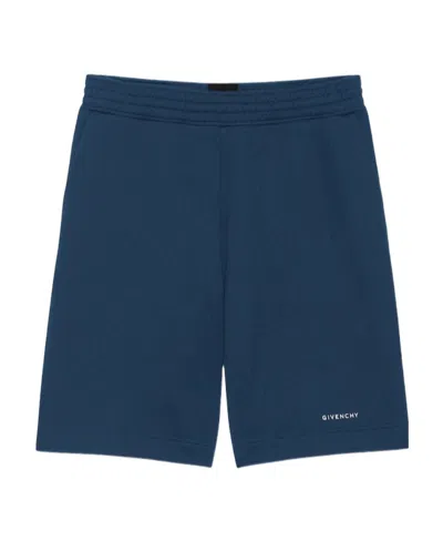 Givenchy Bermuda In Felpa With Print In Blue