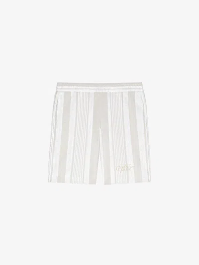 Givenchy Bermuda Shorts In Cotton Towelling With Stripes In White Beige