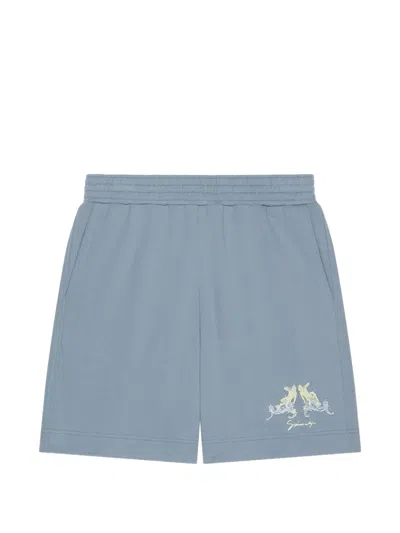 Givenchy Bermuda Shorts In Fleece With Hubert Objects Embroidery In Blue