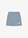 Givenchy Bermuda Shorts In Fleece With Hubert Objects Embroidery In Grey Blue