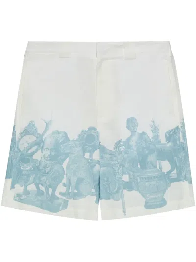 Givenchy Bermuda Shorts In Linen With Hubert Objects Print In Multi