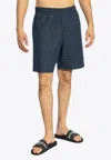 Givenchy Bermuda Shorts In Shiny Monogram In Navy