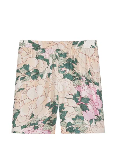 Givenchy Bermuda Shorts In Silk With Pastel Flowers Print In Neutral