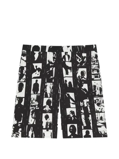 Givenchy Bermuda Shorts With Photographic Negative Print In Black