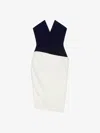 Givenchy Bi-material Bustier Asymmetric Dress In Blue