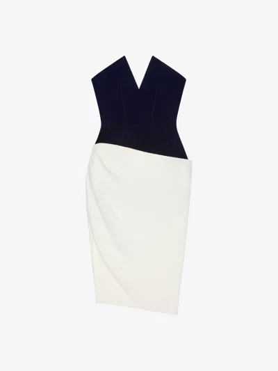 GIVENCHY ROBE BUSTIER ASYMÉTRIQUE BI-MATIÈRE