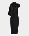 Givenchy Big Bow Satin Backless Halter Midi Dress In Black