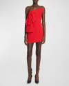 Givenchy Big Bow Asymmetric Strapless Dress In Vermillon