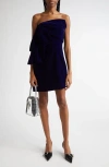 Givenchy Bustier Dress In Velvet With Oversized Bow In Dark Navy