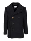 Givenchy Big Lapel Caban Coats Blue In Black