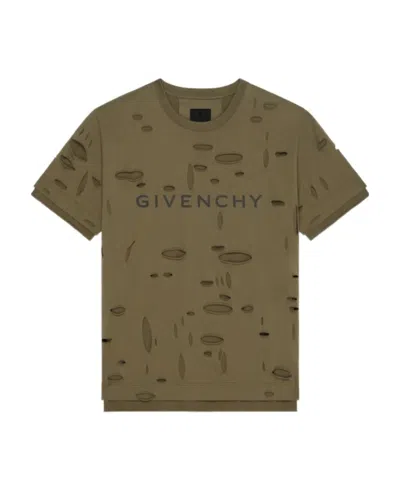 Givenchy Big Profile Hole T-shirt In Green