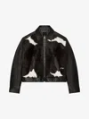 Givenchy Leather Biker Jacket In Chocolate/white