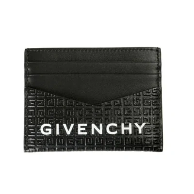Pre-owned Givenchy Black 100% Leather Logo Print Card Case