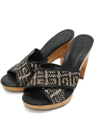 Pre-owned Givenchy Woven Heel Sandals In Black